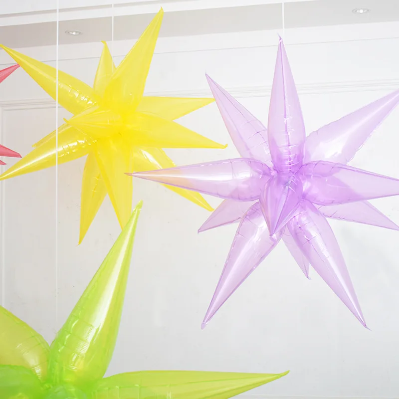 

40inch Neon Star Balloons 12 Point Starburst Cone Balloon Spike Ballon Crystal Yellow Purple Green Birthday Party Decorations
