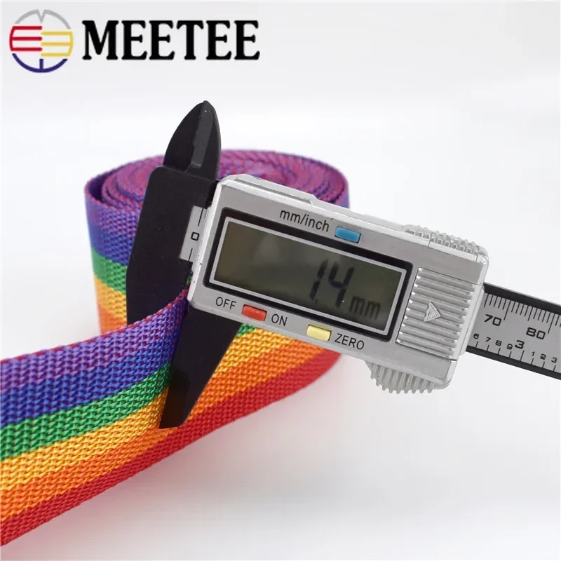 5/10/15M Meetee 20-50mm RainBow Nylon Ribbon Backpack Pet Strap Webbing for Luggage Belts Bags Handles WaistBelt DIY Accessories