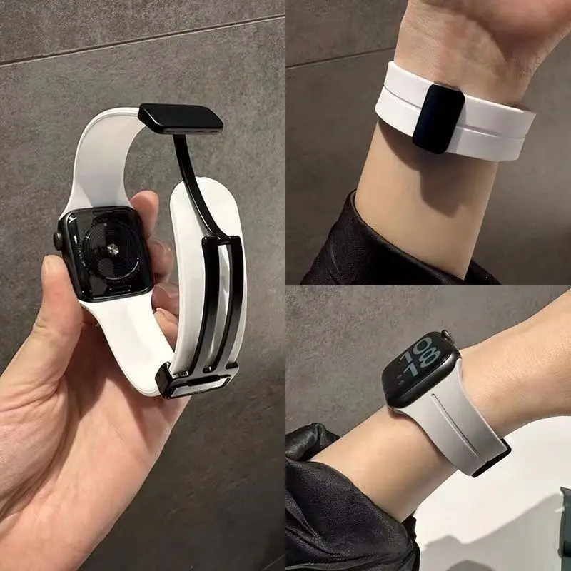 Armband für Apple Watch Ultra 3 2 Band 44mm 45mm 49mm 40mm 41mm 46mm Magnetisches Silikonarmband Correa iWatch Series 8 SE 9 10 11