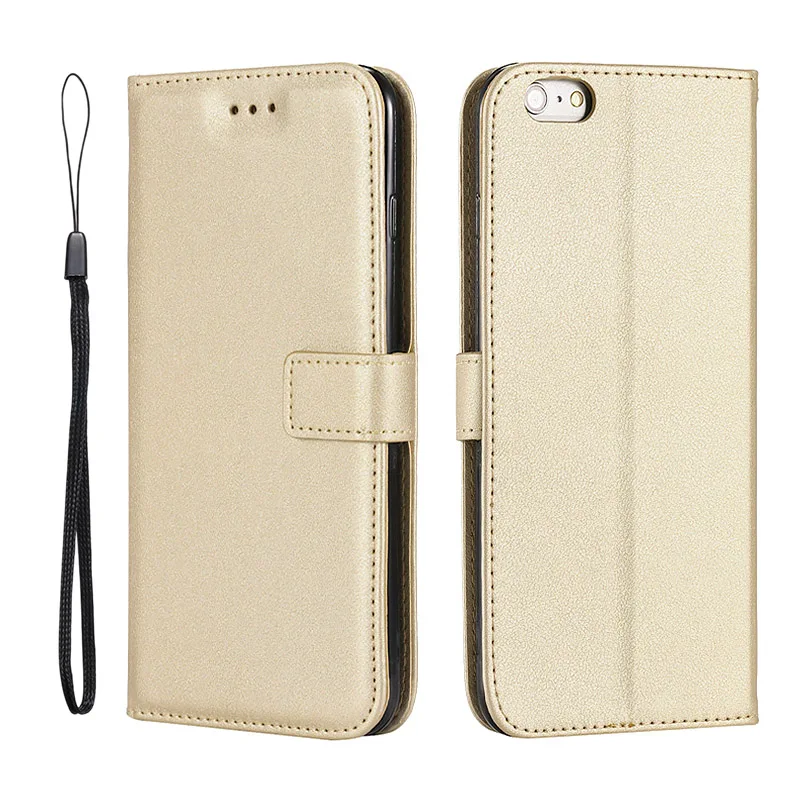 Luxury Leather Flip Wallet Case with Lanyard and Magnetic Closure