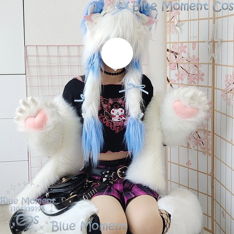 Animal Claws Kig Fursuit Kigurumi Furry Cosplay Furred Colorful Cute Kawaii Gloves Show fingers Holloween Women Men Customized