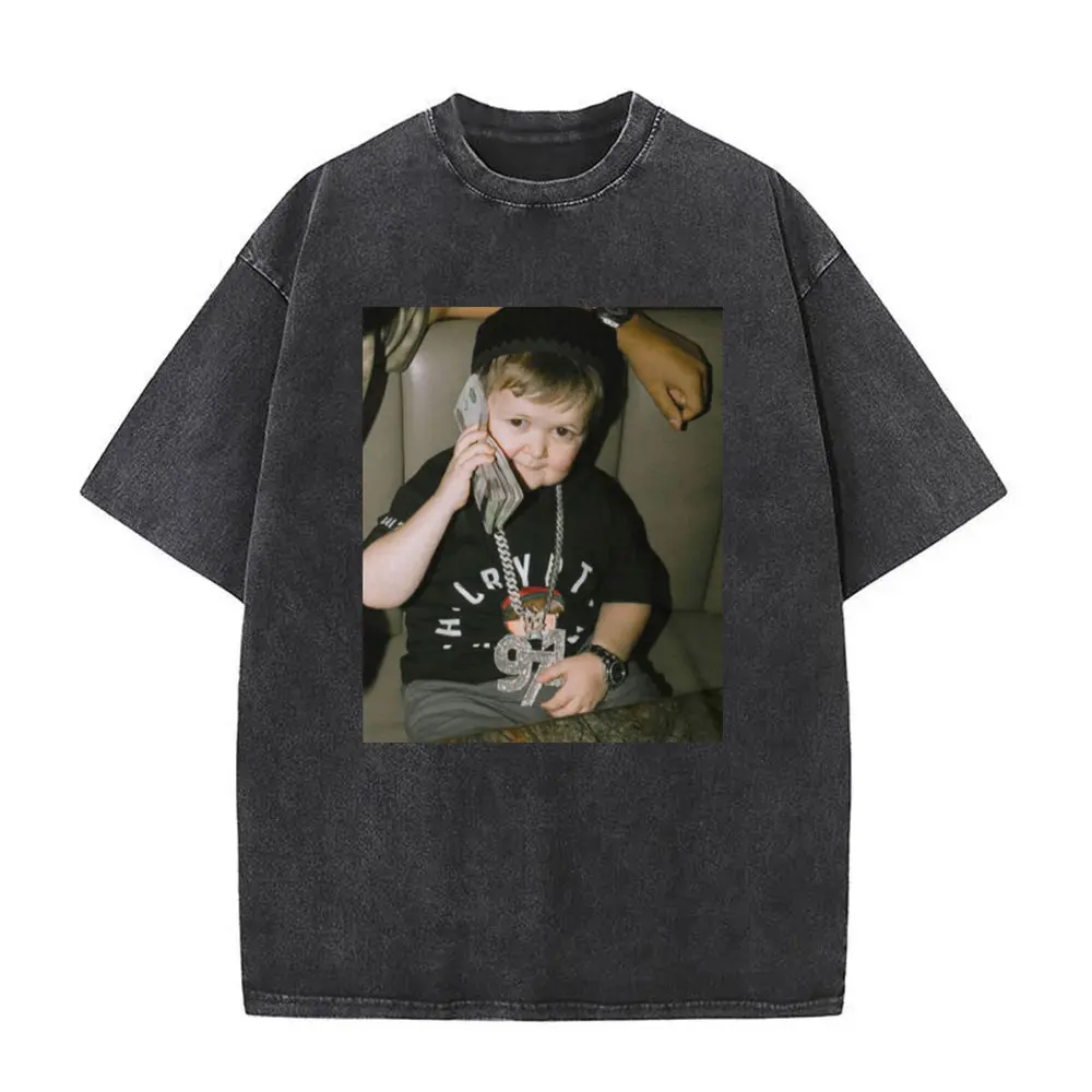 

Washed Vintage Hasbulla King Fighting Meme T-shirt Unisex Fan Gift Mini Khabib Blogger T-shirts Men Women Casual Oversized Tees