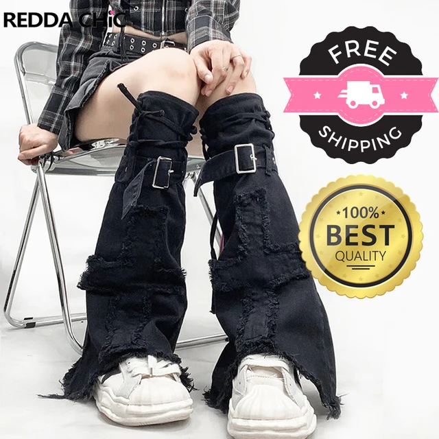 REDDACHiC Original Cross Women Gaiter Pink Black Leg Warmers Bandage Lolita  Barbiegirl Beenwarmers Denim Boots Covers