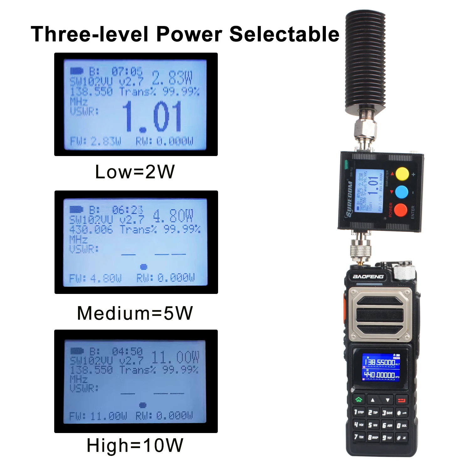 Baofeng 10KM Walperforated Talkie UV-25 10W 999Ch Multi-bande AmPuebFM Radio Freq Copy NoAA Prévisions Météorologiques 2800mAh Batterie USB-C