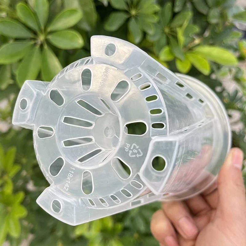 Flower Pot 5pcs Transparent Flower Pot Plant Seedling Breathable Pot Phalaenopsis Orchid Seasonal Green Orchid Flower Growing Tools