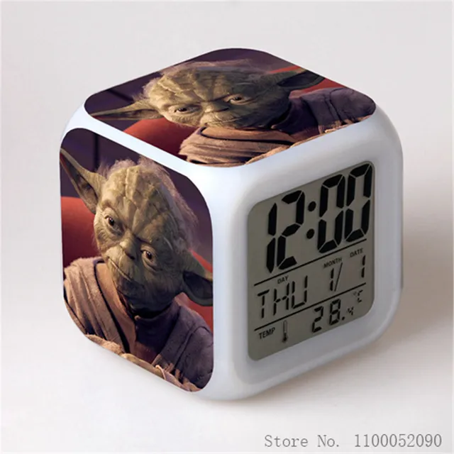 Disney 3D Star Wars Printed Alarm Clock LED Digital Clock 7Color Changing Light Night Glowing Kids Desk Clock Children Gift Toys 4