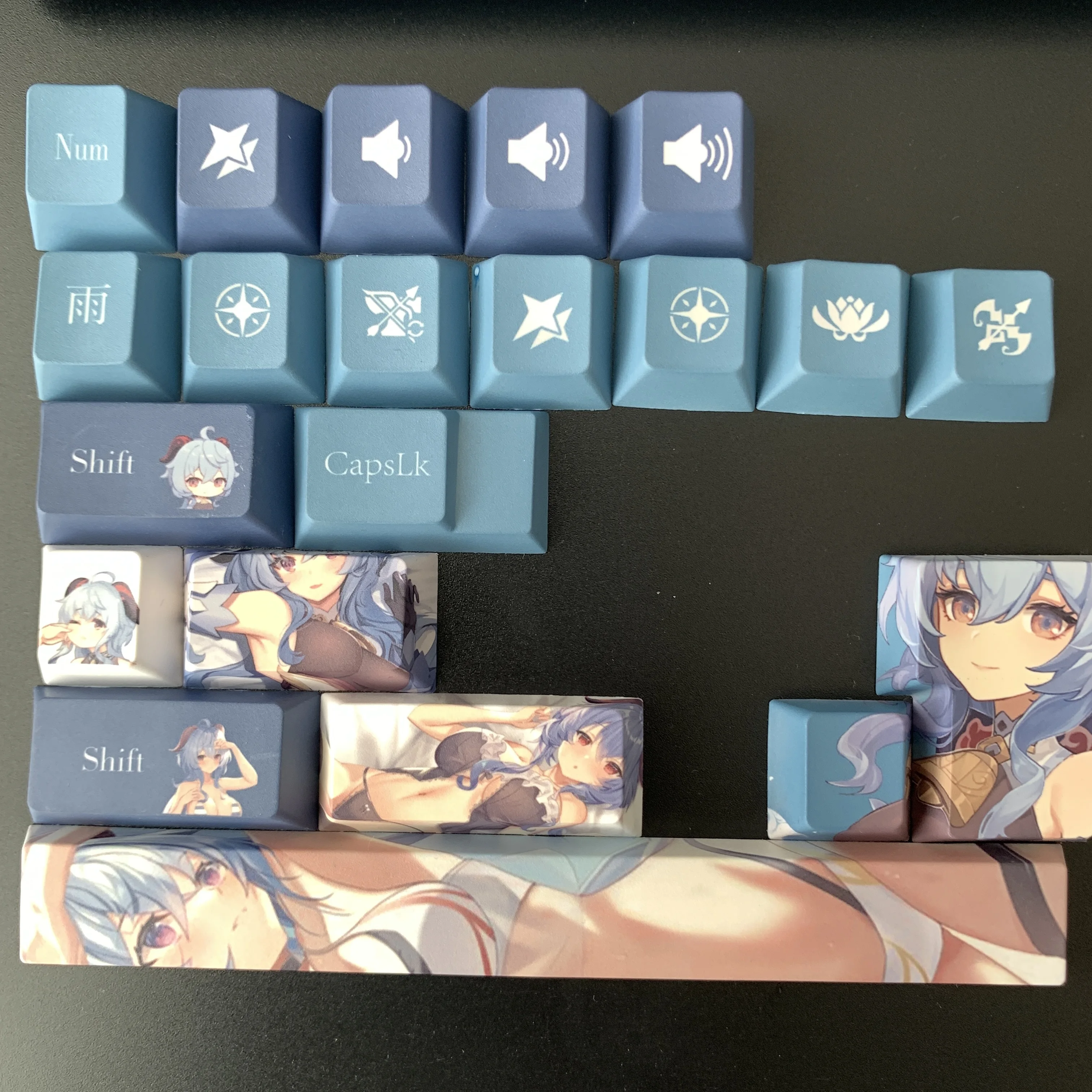 GANYU PBT, Branco Anime Keycap, 61, 87, 104, 108 Chaves Set