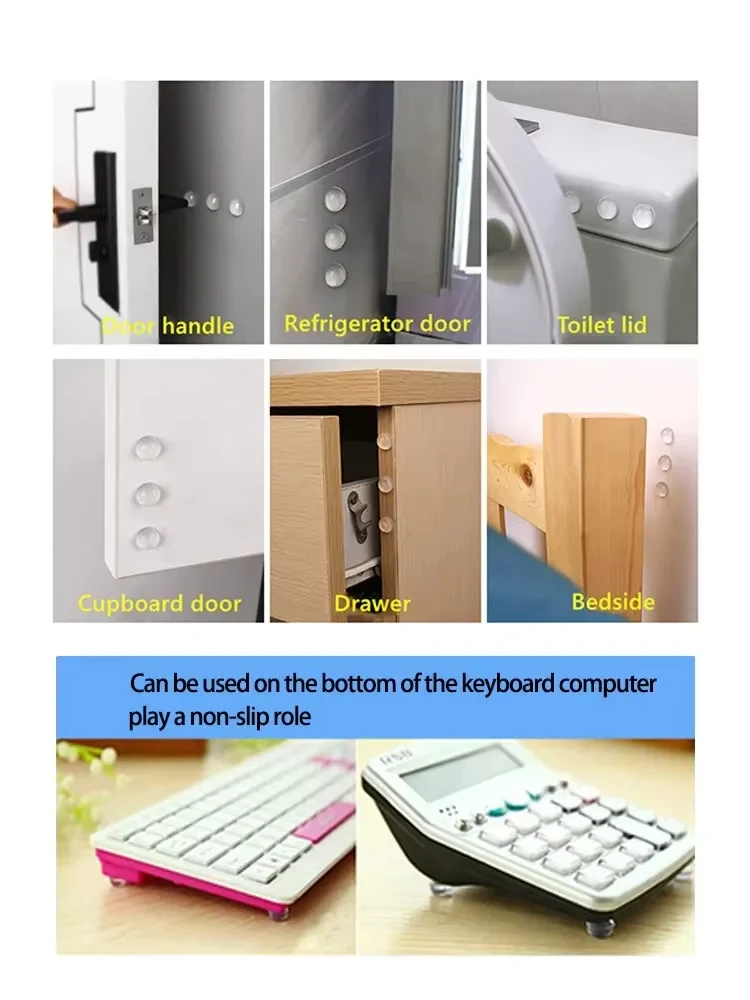 Description Picture 4 of item100pcs 8mmx2mm Transparent Silicone Granules Door Handle Sticker Transparent Anti Bump Silicone Cushioning Anti Slip Mat
