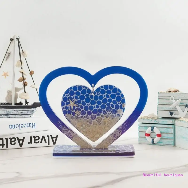 

Desktop Decor Semi-stereoscopic Double Loves Photo Frame Ornament Silicone Mold DropShip