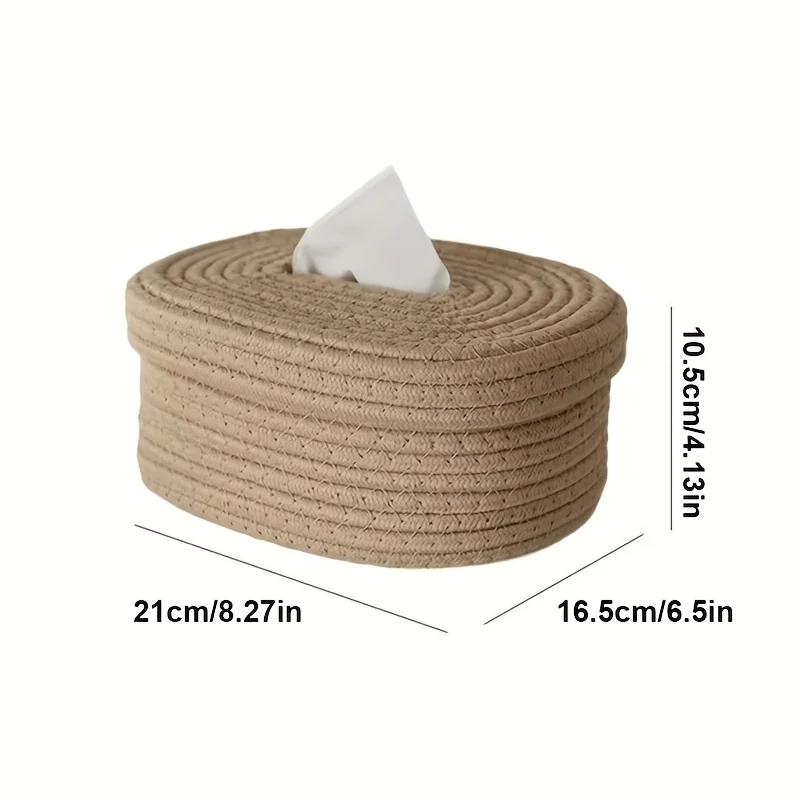 1pc Hand-Woven Fabric Tissue Box Holder-Stylish, Lightweight,Washable,Multifunctional Storage for Face Towels,Napkins on Home 2
