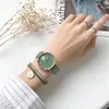 Harajuku Style Daisy Children's Watch Simple Quartz Leather Green Pink Watches for Girls with Bracelet Watch Box Gift Reloj 2