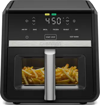 9 Qt 7-in-1 Air Fryer with Viewing Window | Fast Cooking at 450°F for Crispy Results