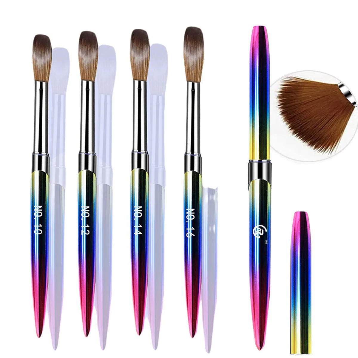 No.10/12/14/16 20-26mm crylic Nail Brush Pen for Acrylic Application Professional Acrylic Powder Extension 3D Carving Tools 6