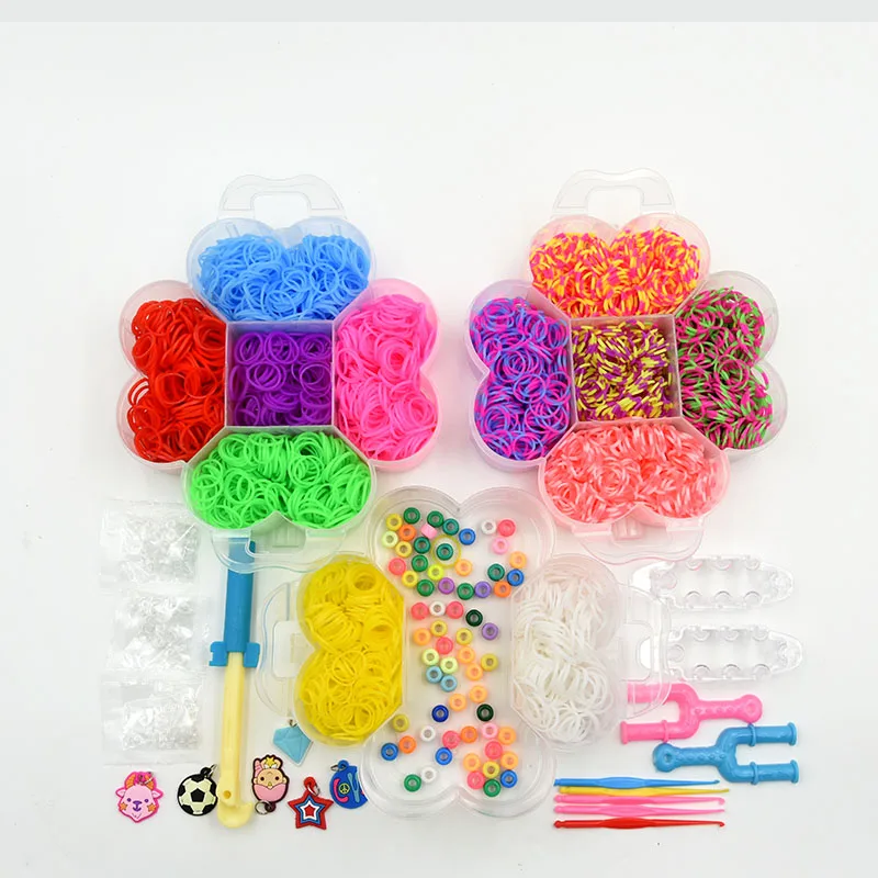 Rubber Bands Loom DIY Weaving Tool Box Creative Set Elastic Silicone Bracelet Kit Kids Toys for Children Girls Gift 5 10
