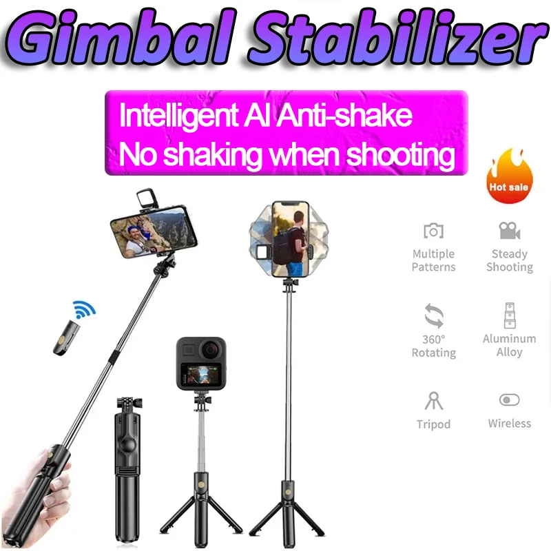 selfie stick with Stabiliser Wireless Tripod Lighting Bluetooth Remote Control Handheld Head Stabiliser For iP