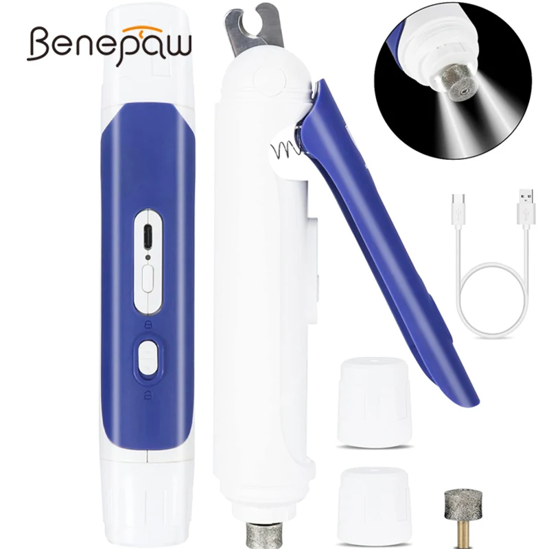 Benepaw Potente Tagliaunghie Elettrico Per Cani Smerigliatrice 2 In 1 Led Light Quiet Indolore Tagliaunghie Per Animali Domestici Per Cani Di Taglia P