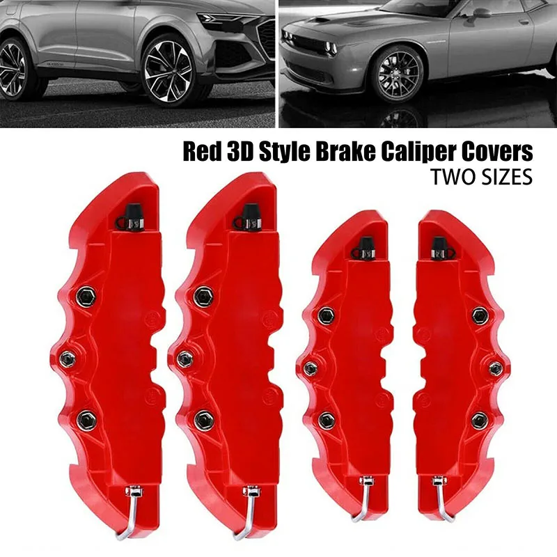 3D Car Disc Brake Caliper Covers Front & Rear Kit Car Caliper Cover Decoration Auto Brake Cover Accessories