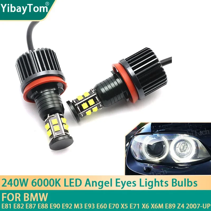 LED Light Bulb 2x 240W 6000K Lamp LED Angel Eyes Marker Light Bulbs For BMW E81 E82 E87 E88 E90 E92 M3 E93 E60 E70 X5 E71 X6 X6M E89 Z4 2007-UP led light bulb