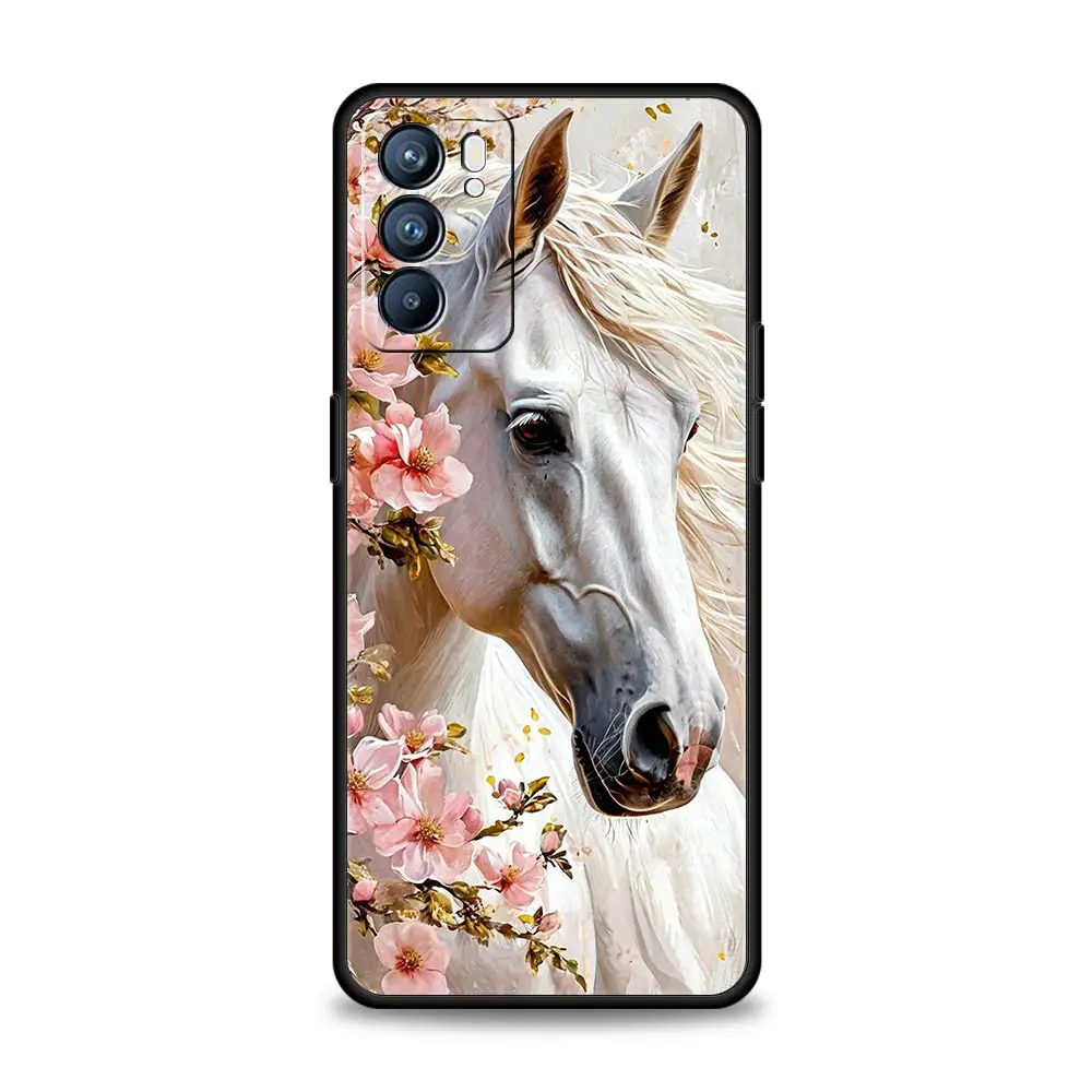 Galloping Horses Design Phone Case - Black and White Cover