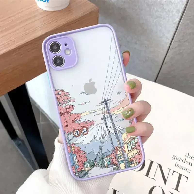 Anime Landscape Oil Painting Anti-Drop Transparent Phone Case Cover