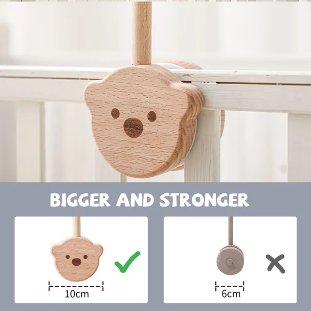 Baby 0-12 Months Beech Wood Bed Bell Bracket Mobile Hanging Rattles Toy Hanger Baby Crib Mobile Bed Bell Protection Holder  3