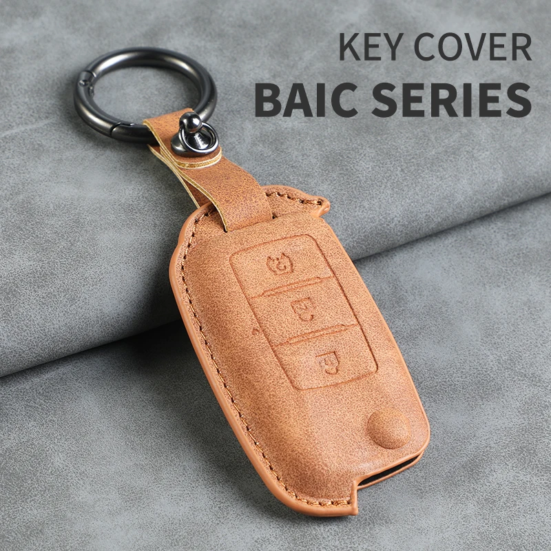 For BAIC WEVAN m35 M30 M20 HYOSOW S3 s3l20 M30S S6 S2 S5 Bispeed t5 Leather Key Cover Keychain Key Case Car rope Keyring