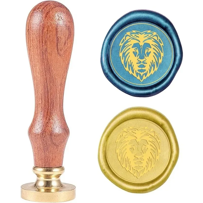 

1PC Lion Head Wax Seal Stamp Animal Sealing Stamp Head with Wooden Handle for Wedding Invitation Gift Cards Letters Envelopes