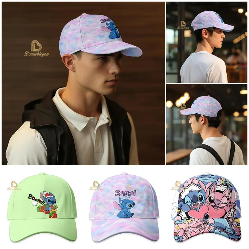 Kawaii Lilo and Stitch Sunscreen Hat Adjustable Teenager Baseball Cap Sun Hat Boys Girls Summer Breathable