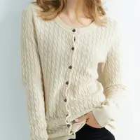 Knitted Sweaters Cardigan Cashmere Sweater Women Coat 100% Merino Wool Long Sleeve Top Fashion Jacket Winter Fall Clothes Female 2