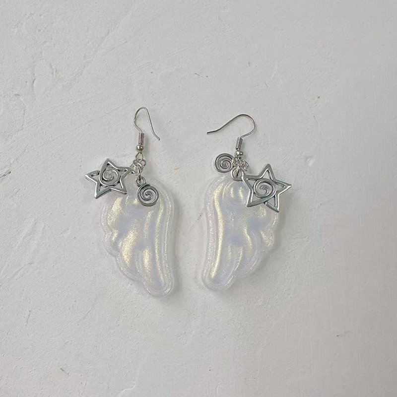Y2k Engelsflügel Ohrringe für Frauen Harz Ohrclips Ohrhaken Mode Party Schmuck Geschenk – Detail 4
