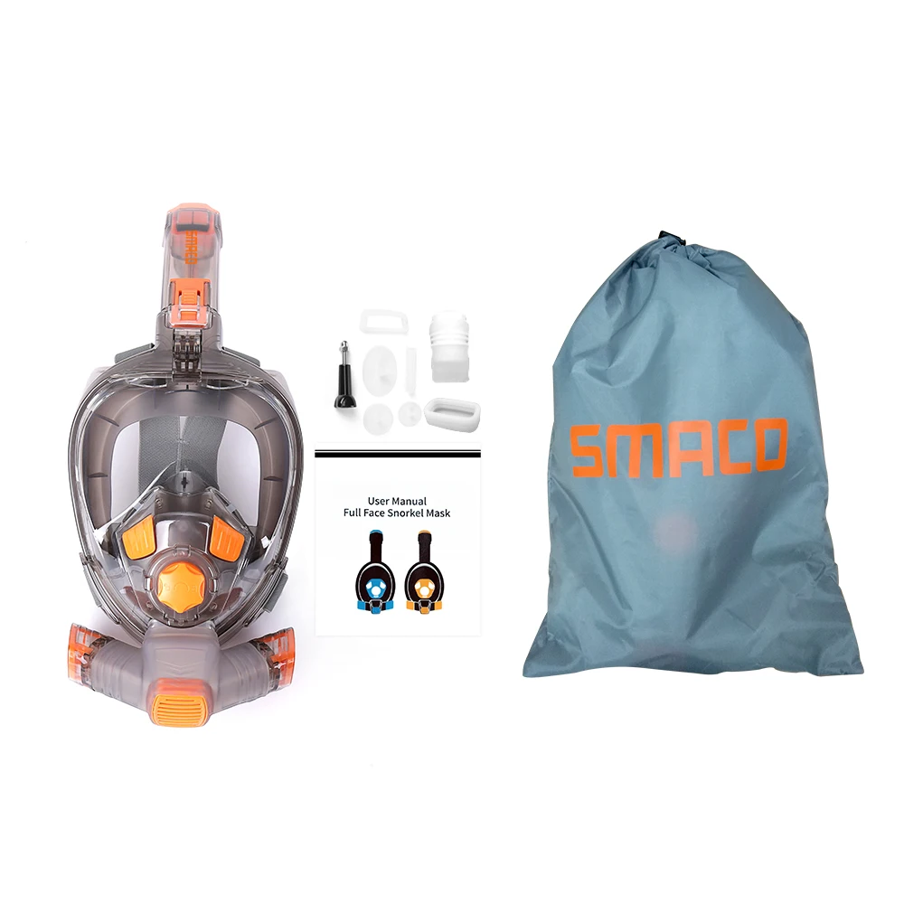 SMACO Full Face Snorkeling Diving Mask Underwater 180&deg; View Snorkel Mask Anti Fog Goggles for Adult Swimming Equipment