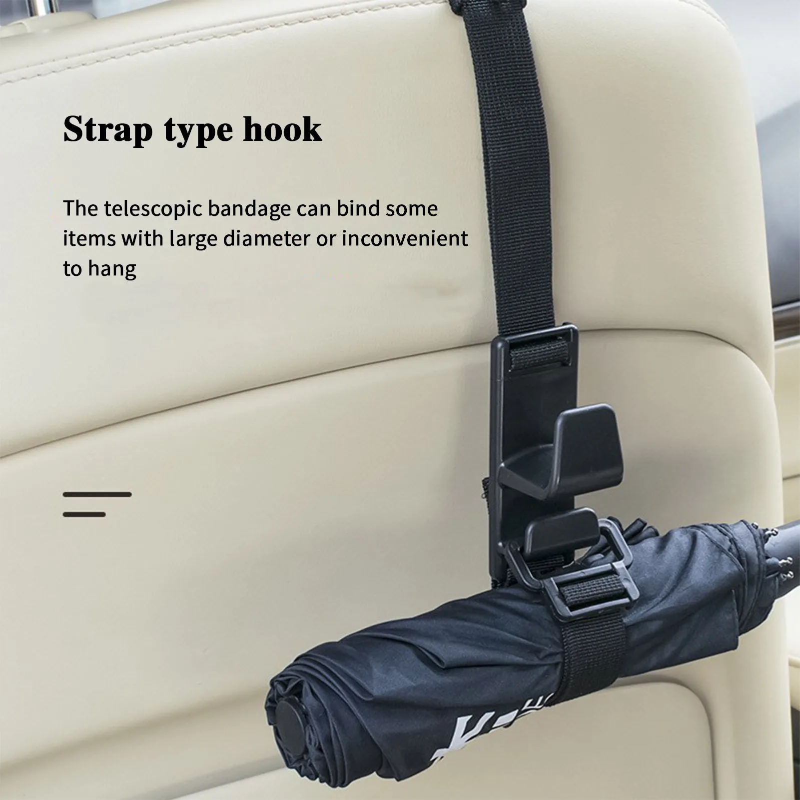 Universal Headrest Hooks For Car Double Hook Hanger Storage Organizer For Handbag Purse Coat Adjustable Car Hook With Strap