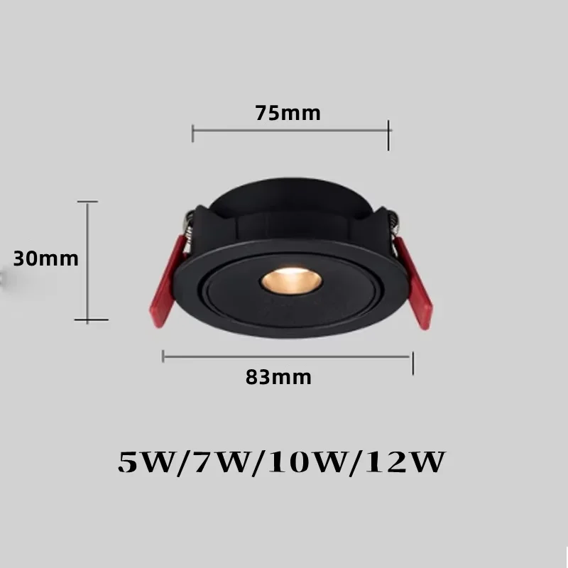 Dimmable LED COB Recessed Ceiling Lamp 7W 10W 12W Fixture Downlight Focus Mini Spotlight Narrow Beam Angle 3&deg;8&deg;15&deg; Wine Cabinet