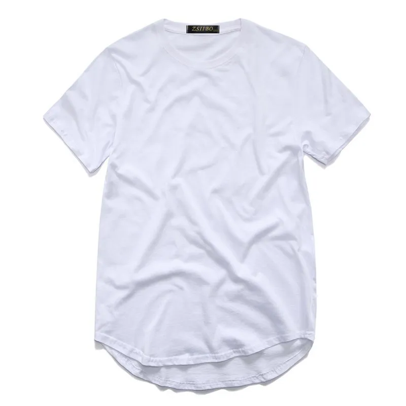 ZSIIBO TX135-C Men's T Shirt Extended Round Sweep T-Shirt Curved Hem Long line Tops Hip Hop Urban Blank Tees Clothes Streetwear 3