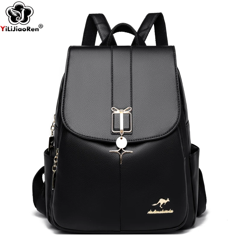 Fashion Backpack Women Luxury Soft Leather Backpacks Multi-function Rucksack for Ladies Travel Bag Large Capacity School Bags