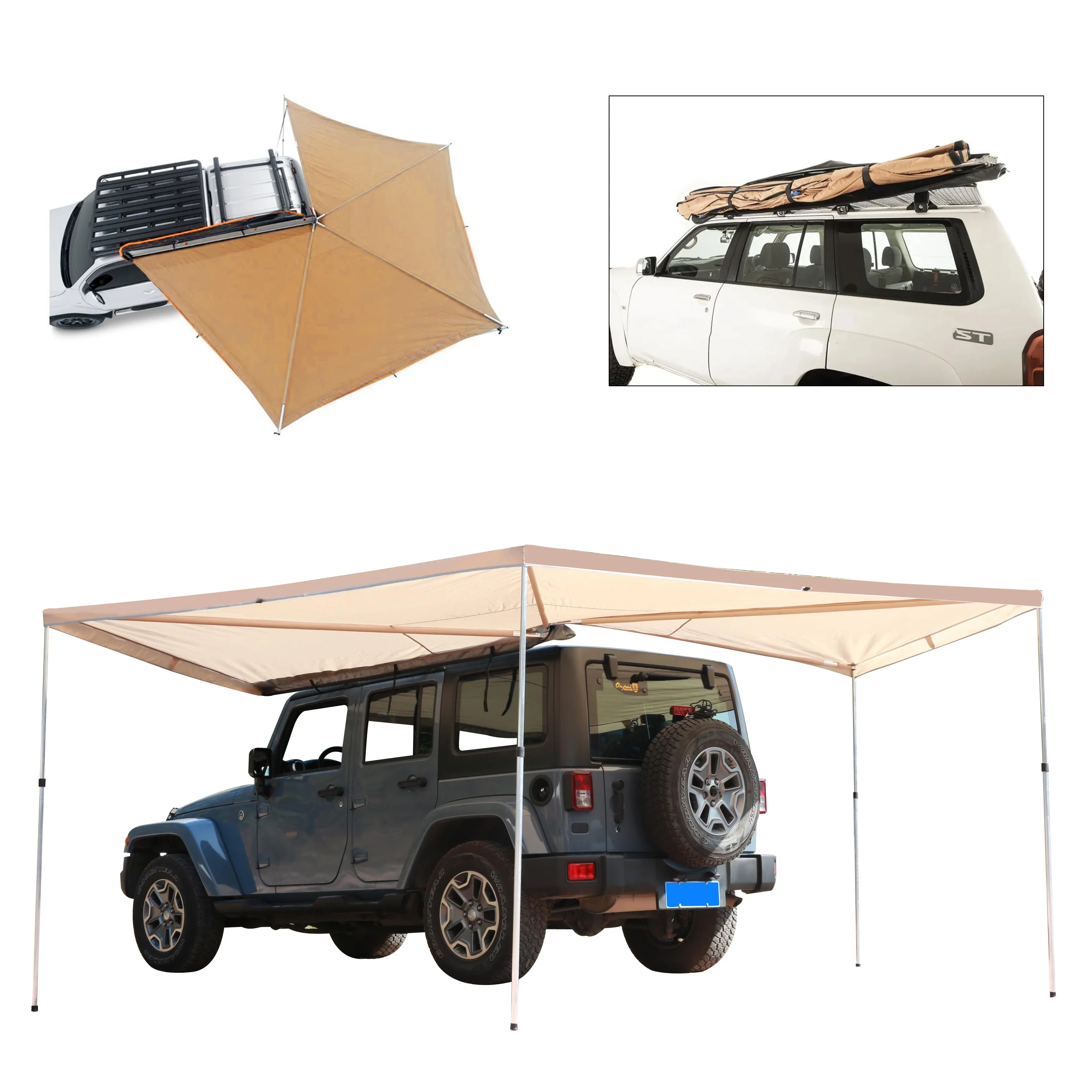 UltralightFoldingCarSideAwningTentPortableRetractableRooftop