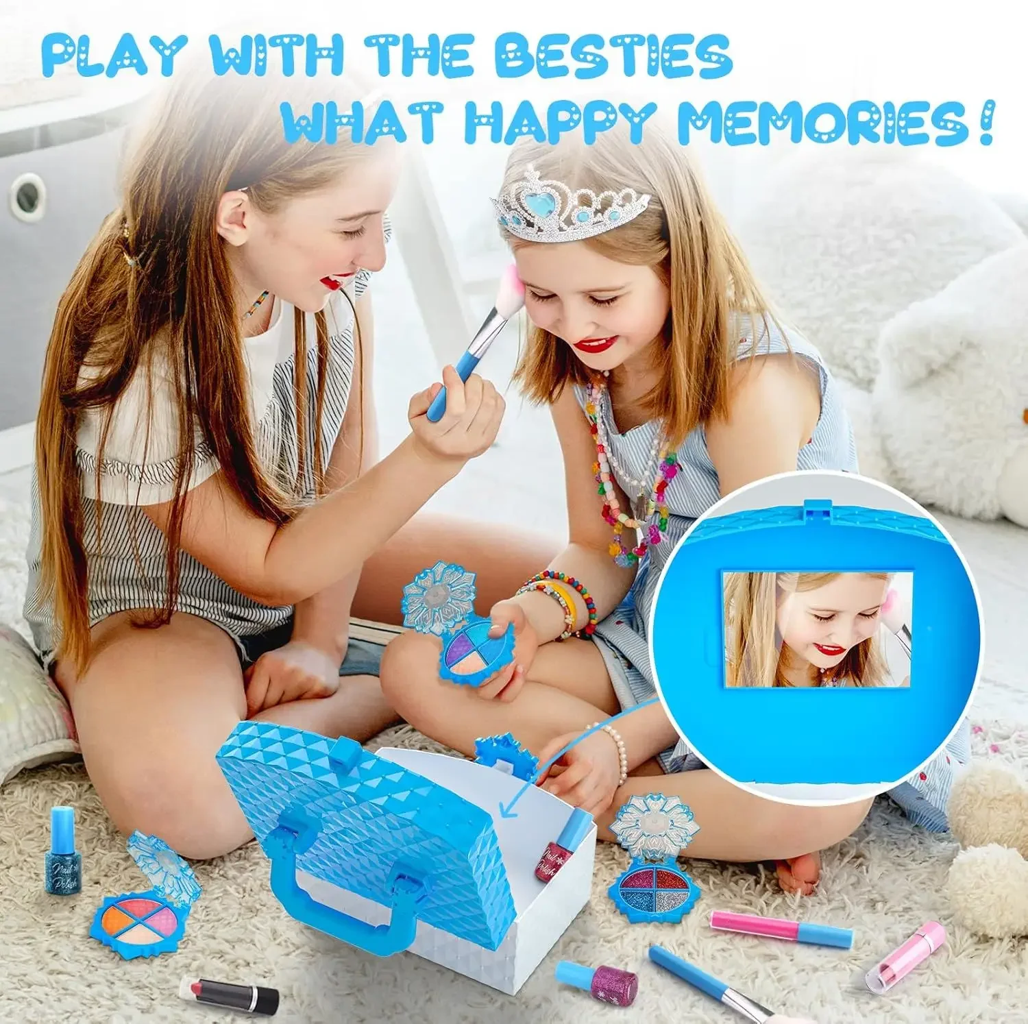 Girls Kids Makeup Set, Washable Makeup Set for Little Girls Princess Real Cosmetics Beauty Set, Gift for Toddler Girl Role Play