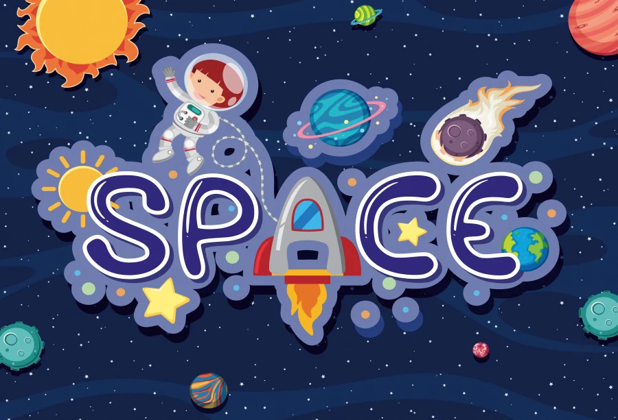 Universe Space Planet Spacecraft Astronaut Photography Background For Boys Kids Birthday Party Baby Shower Photo Boo