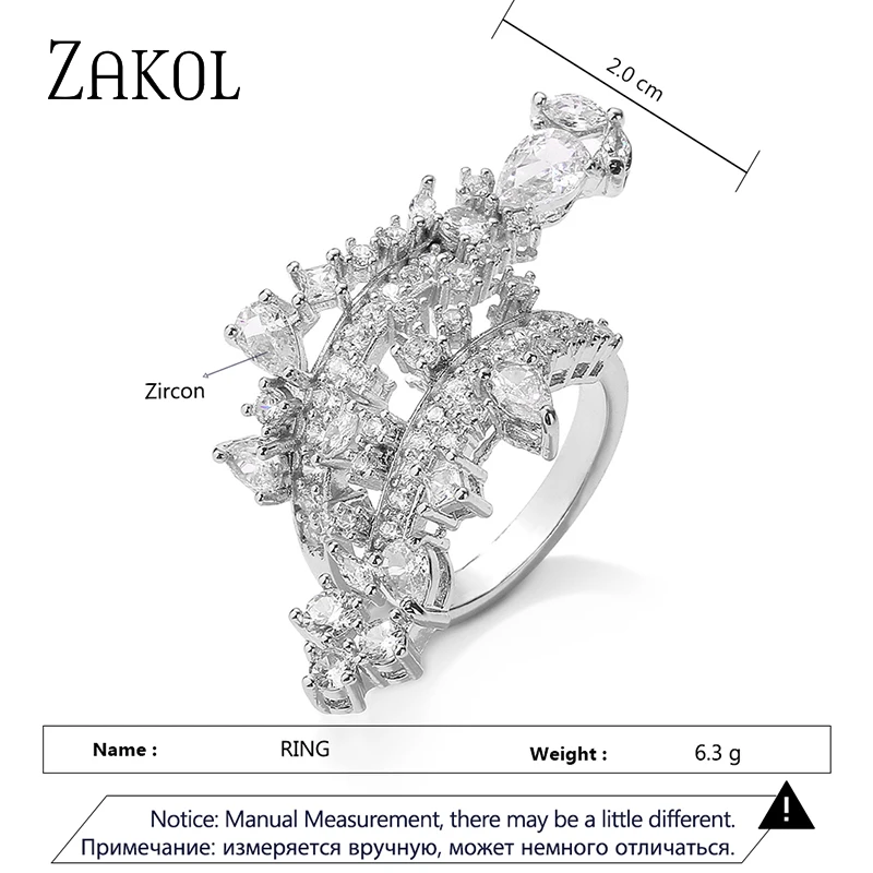 ZAKOL Luxury Mutilcolor Cubic Zirconia Engagement Rings for Women Shinny Green Crystal Banquet Ring INS Style Party Jewelry