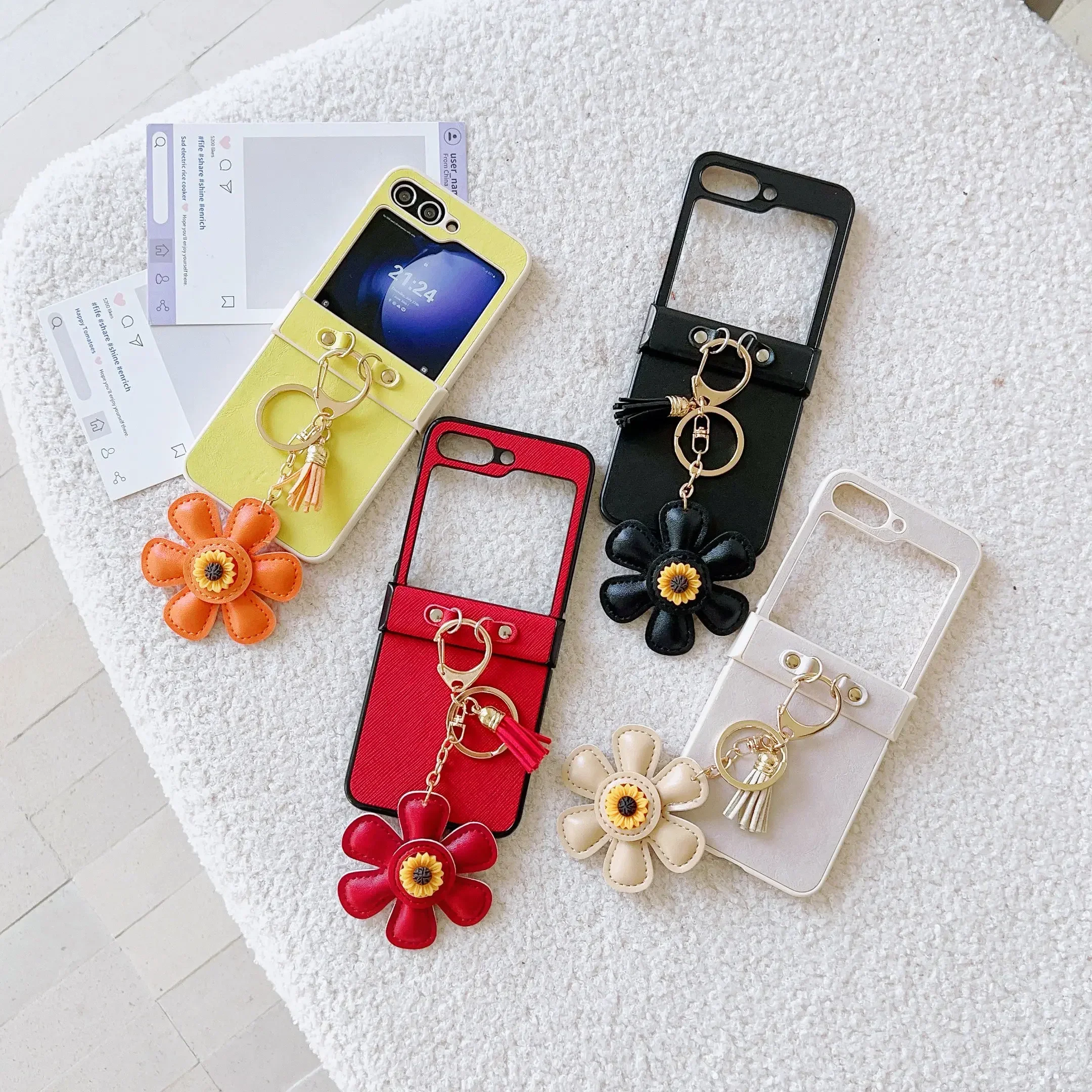 Floral PU Leather Shockproof Phone Case with Hinge Protection