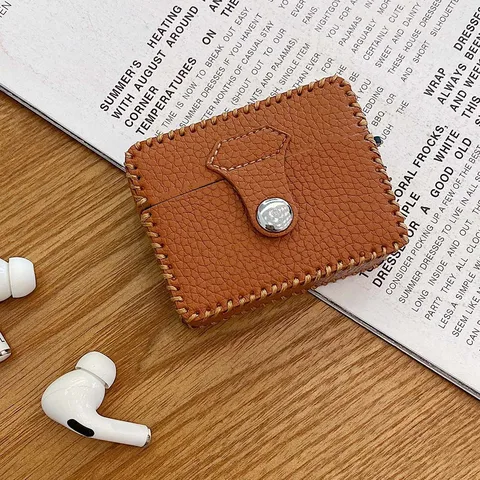 Lychee Pattern Leather Case for Apple AirPods 1/2/Pro Earphone Protective Bag Charging Box Cover for AirPod 3 2021 Fundas