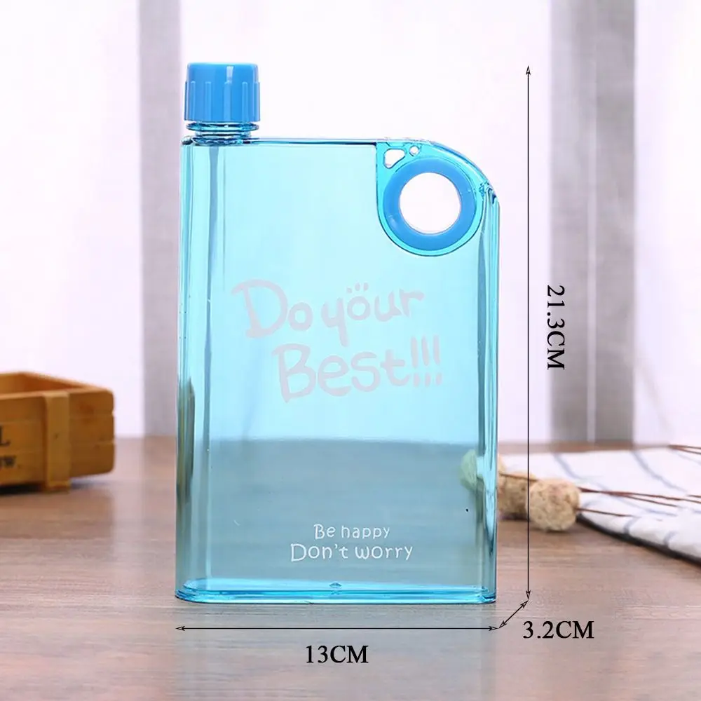 Clear Flat Water Bottle - 380ml Reusable BPA-Free Portable Sports Kettle