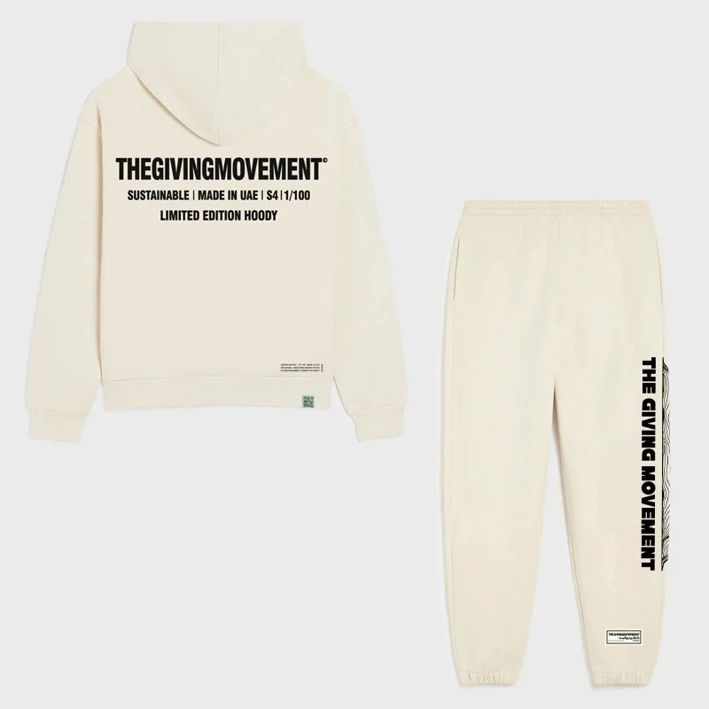 THEGIVINGMOVEMENT Loose Hoodies 2 Piece Set Casual Fashion Long Sleeve Sweatshirt Pants Suit for Men and Women 4