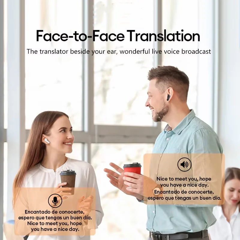 Translator Earbuds TWS Wireless BT 5.4 Multi Language IPX5 Smart AI Real-time Translate