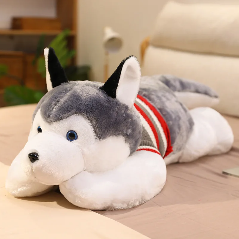 thumbnail image 1 of Peluche gigante de perro husky kawaii suave, bonitos animales de peluche, almohada para dormir durante mucho tiempo para niños, regalo de cumpleaños para novias, decoración del hogar, 1 of 5
