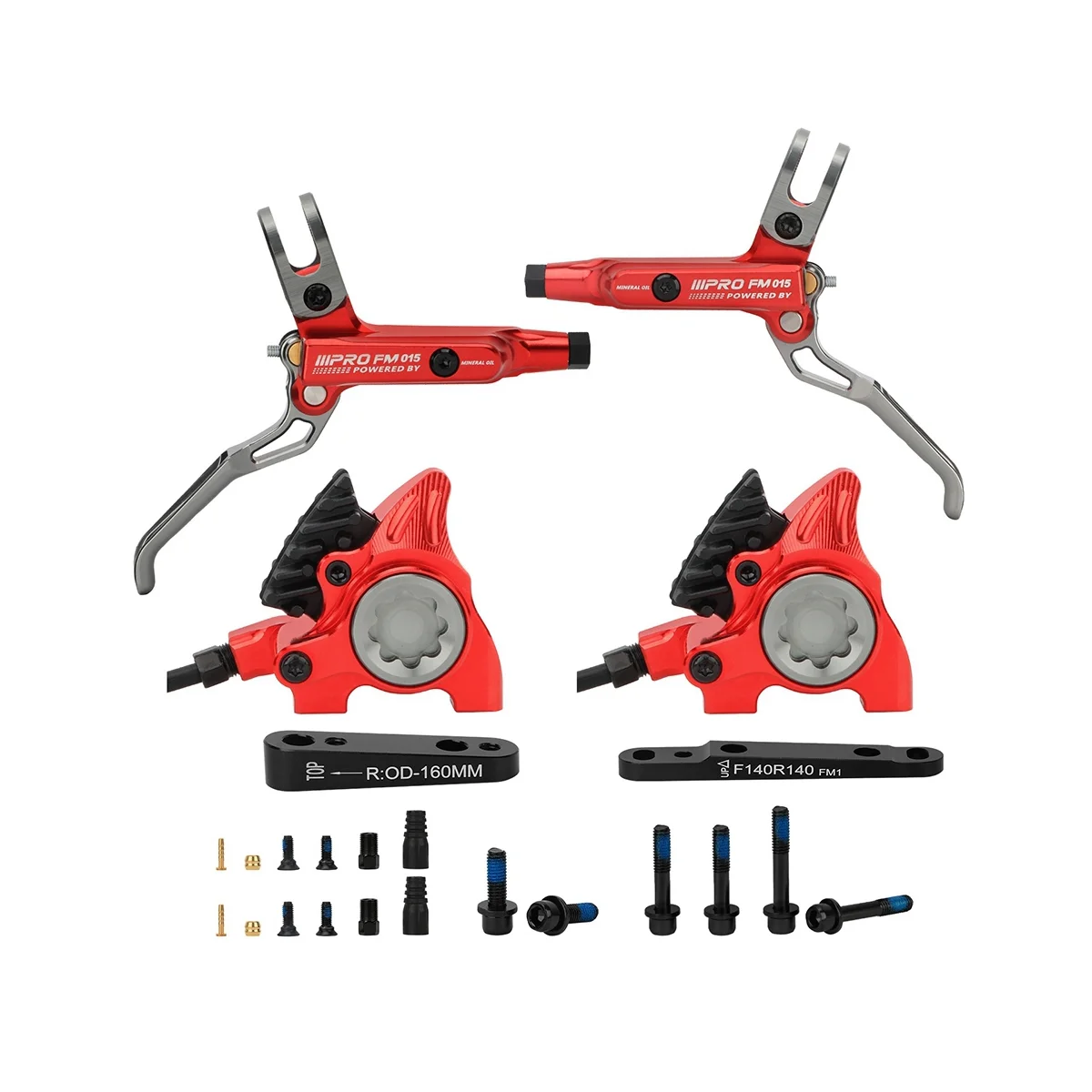 

Flat-Handle Road Bike Oil Brake Road Bike Flat-Mounted Oil Disc Split Oil Brake Is Suitable for 140/160Mm,Red