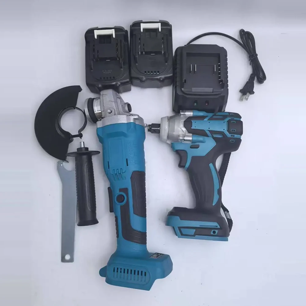 Brushless Electric Angle Grinder Combo Kit with Impact Wrench