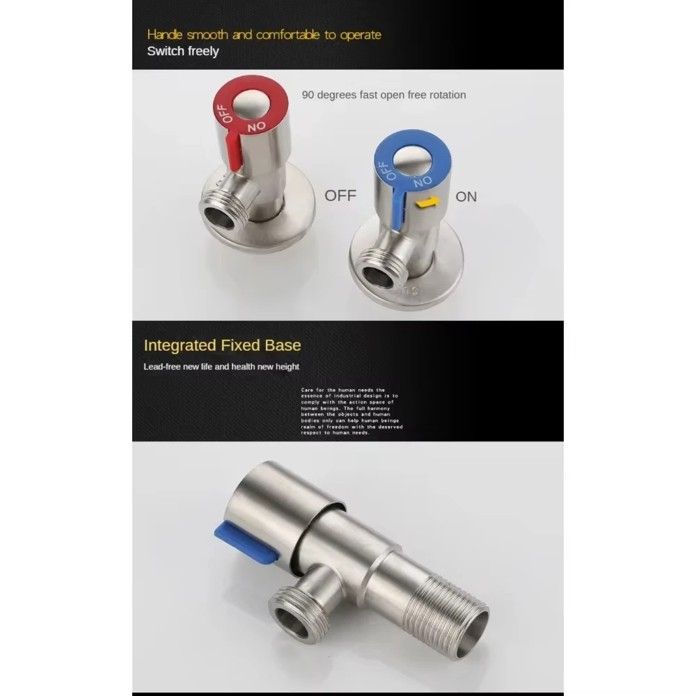 Triangle Valve Toilet Water Stop Valve Stainless Steel for Bathrooms Kitchens Balconies Toilet Accessories