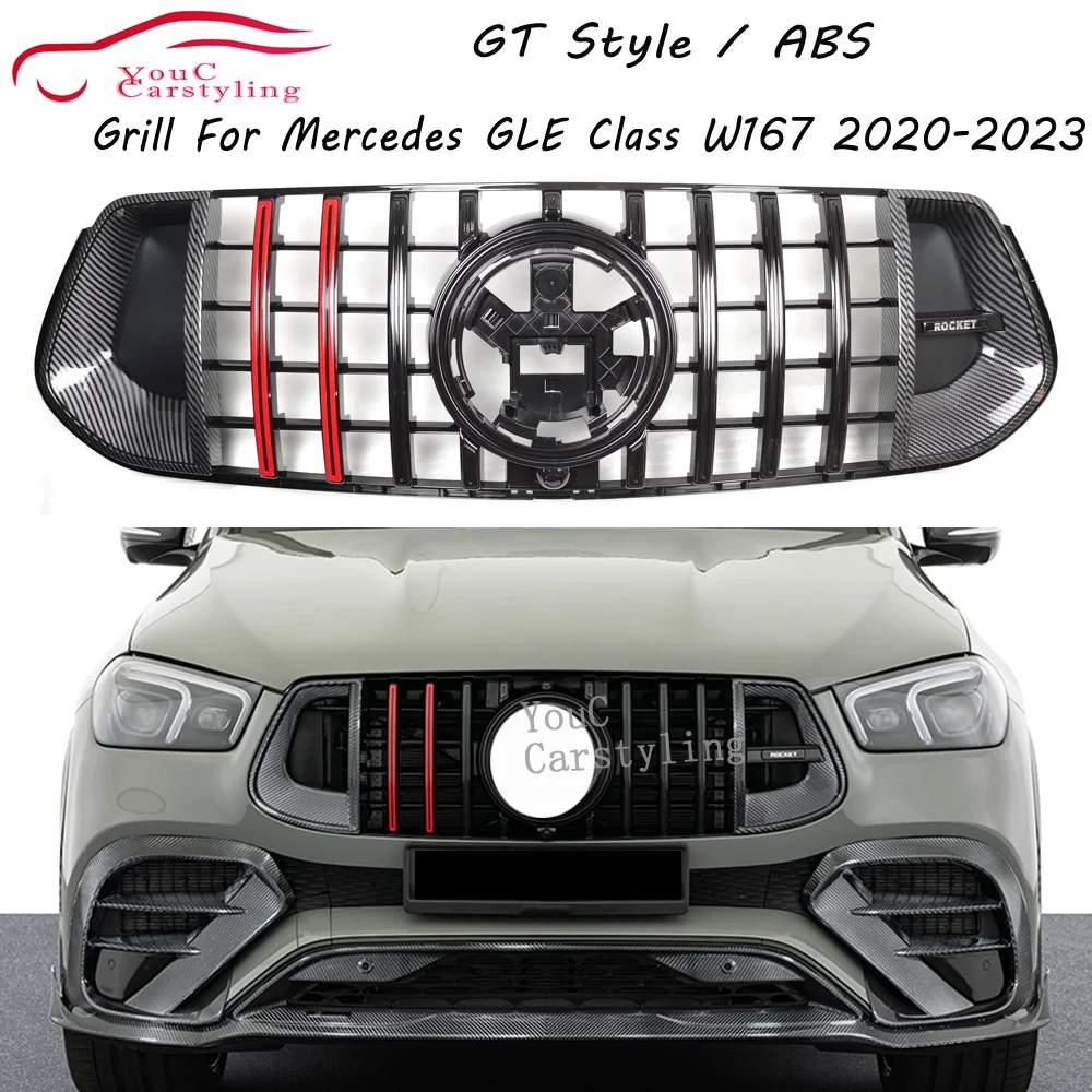 

V167 GT гриль для Mercedes Benz GLE Class W167 GLE350 GLE400 GLE450 GLE53 SUV Sport Deluxe Edition 2020-2023