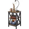 3-Tier Wood and Metal End Table, Rustic Brown 1